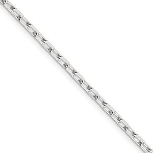 2.75mm Sterling Silver Solid Elongated Cable Chain Necklace, 22 Inch